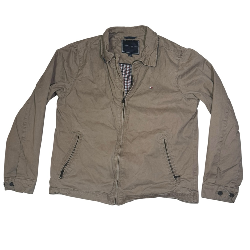 Tommy Hilfiger M‎ Khaki Zip-Up Jacket Plaid Lining